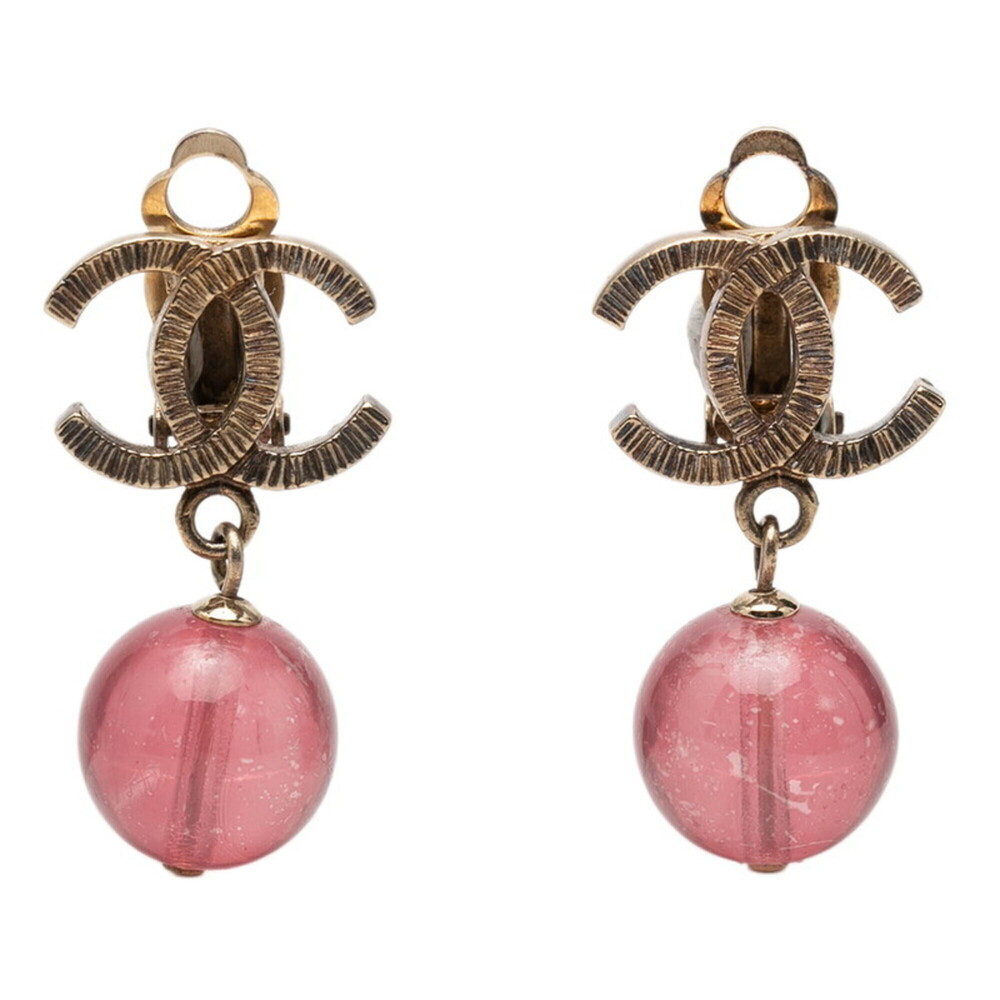 CHANEL Pink Logo Earrings